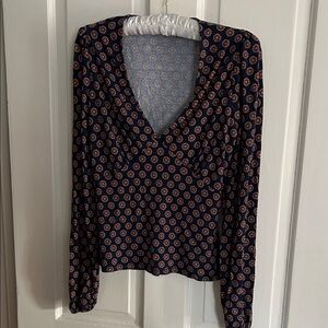 Floral V-Neck Long Sleeve Top